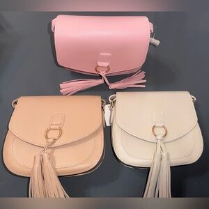 Boutique Forever Roaming Saddle Bag Women's Crossbody Bag - Pink/Tan/Cream, NEW